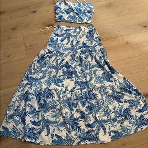 Blue Floral Maxi Skirt